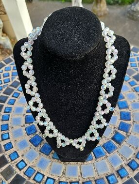 Vintage Lucite Aurora Borelis Type Beaded Necklace